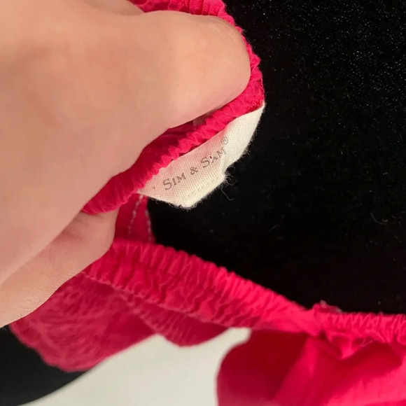 Sim & Sam Hot Pink Puff Sleeve Blouse Top With Cutout at Chest - Picture 9 of 11